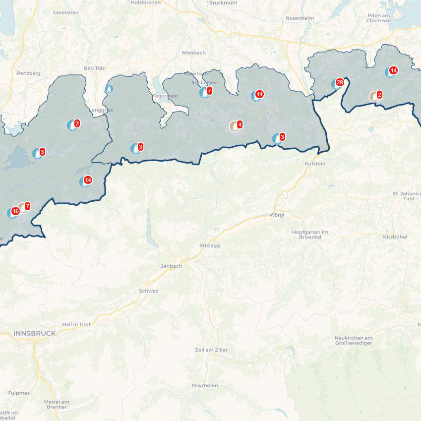 Karte mit Gebirgsstöcken vom BAYSICS Portal