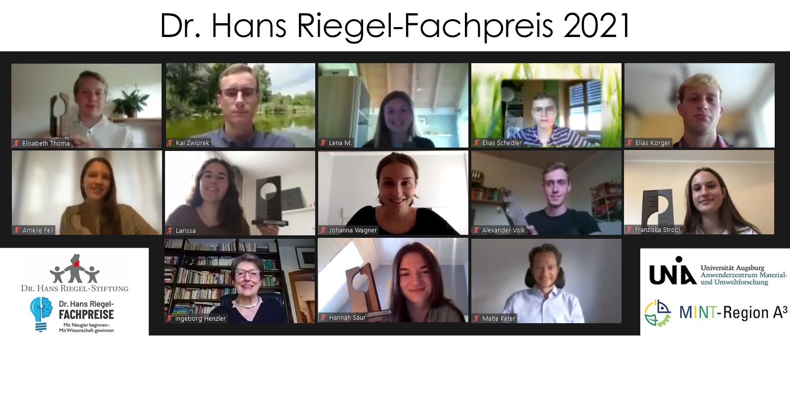 hans riegel fachpreise augsburg 2021 Screenshot eines Zoom Meetings